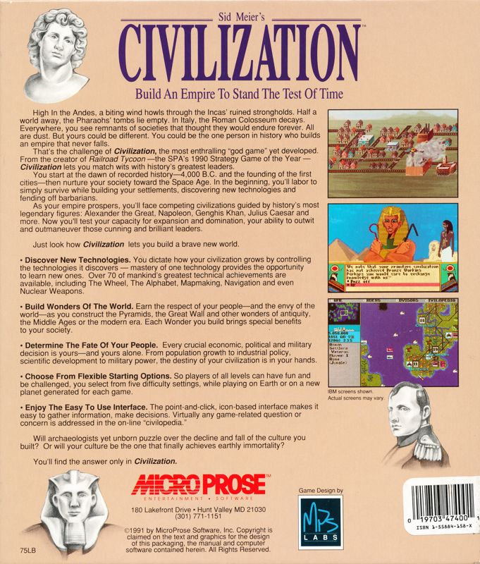 Sid Meier's Civilization — box-2D-back (US)