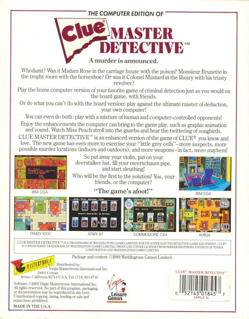 Clue - Master Detective — box-2D-back (US)