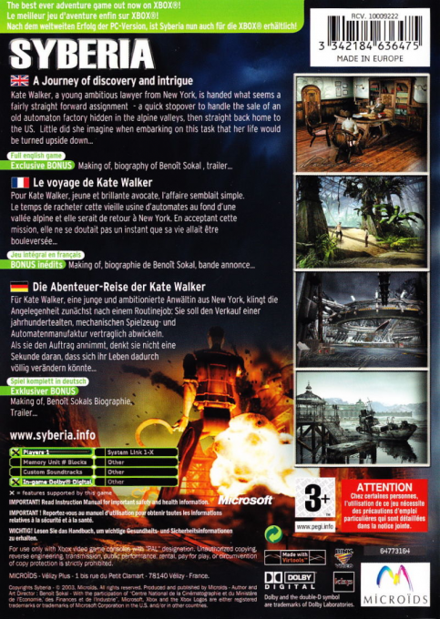 Syberia II — box-2D-back (EU)
