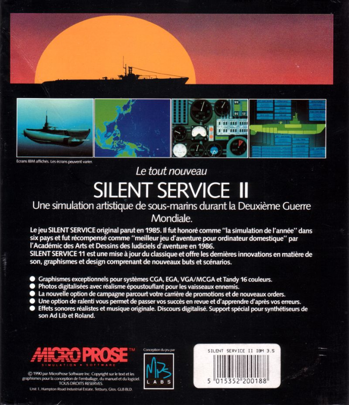 Silent Service 2 — box-2D-back (FR)