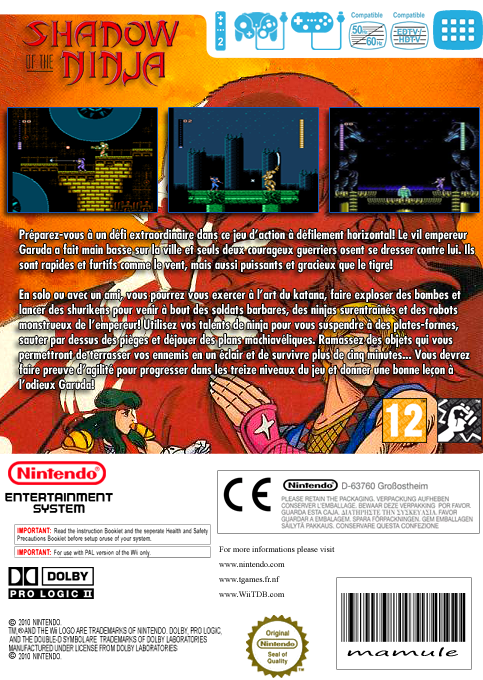 Shadow Of The Ninja — box-2D-back (FR)