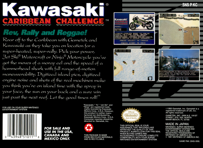 Kawasaki Caribbean Challenge — box-2D-back (US)
