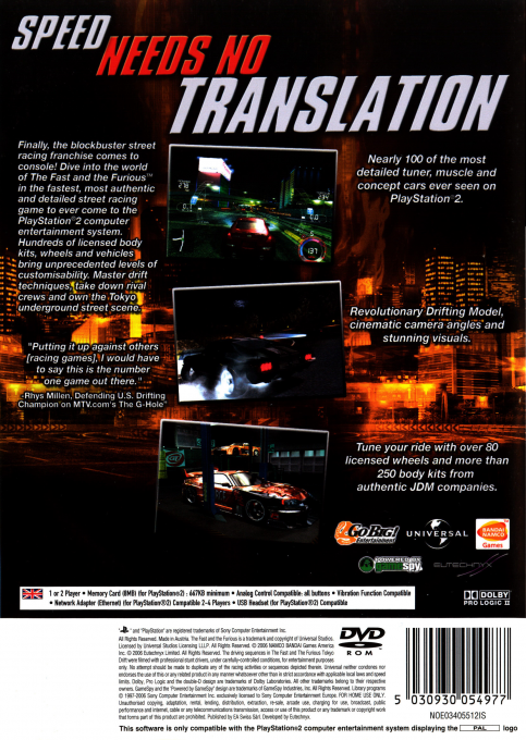 Fast and the Furious, The — box-2D-back (EU)