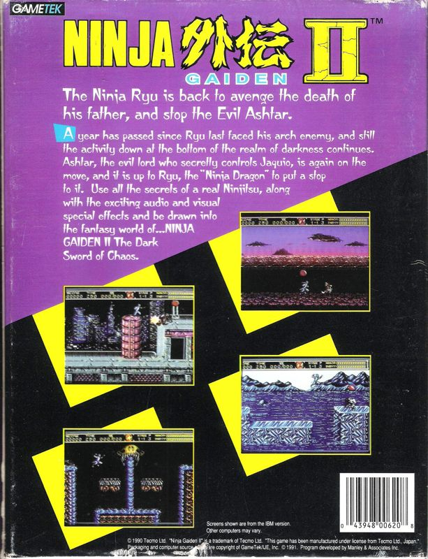 Ninja Gaiden 2 - The Dark Sword Of Chaos — box-2D-back (US)