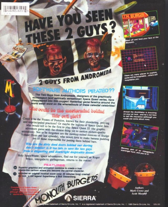 Space Quest 3 - The Pirates Of Pestulon — box-2D-back (US)