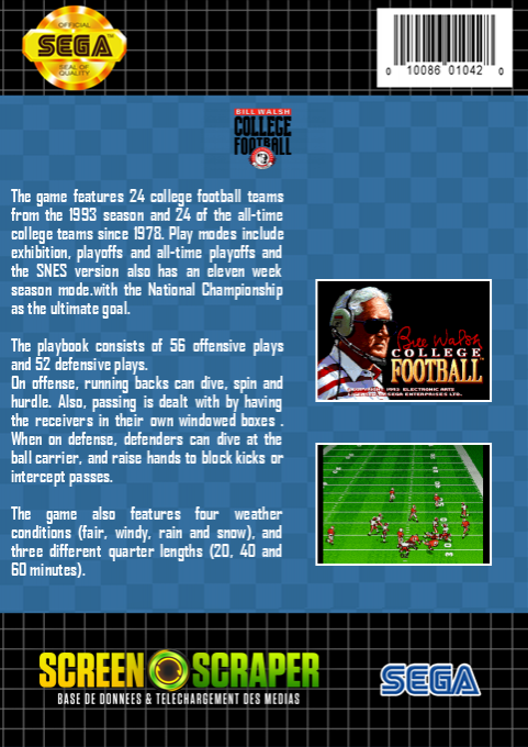 Bill Walsh College Football — box-2D-back (SS)