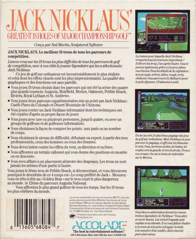 Jack Nicklaus' Greatest 18 Holes Of Major Championship Golf — box-2D-back (FR)