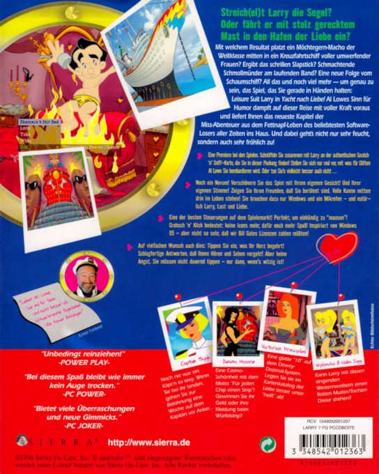 Leisure Suit Larry 7 - Love For Sail — box-2D-back (DE)
