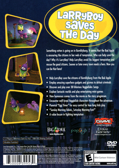 Big Idea's VeggieTales - LarryBoy and the Bad Apple — box-2D-back (US)
