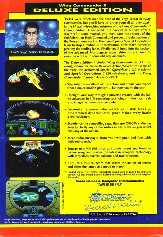 Wing Commander 2 - Vengeance of the Kilrathi - Deluxe Edition — box-2D-back (US)