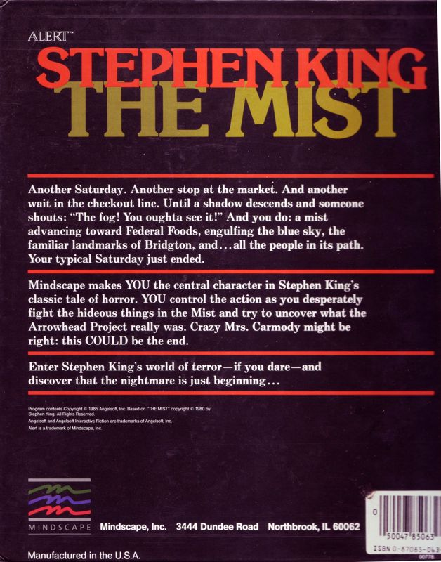 Stephen King's - The Mist — box-2D-back (US)