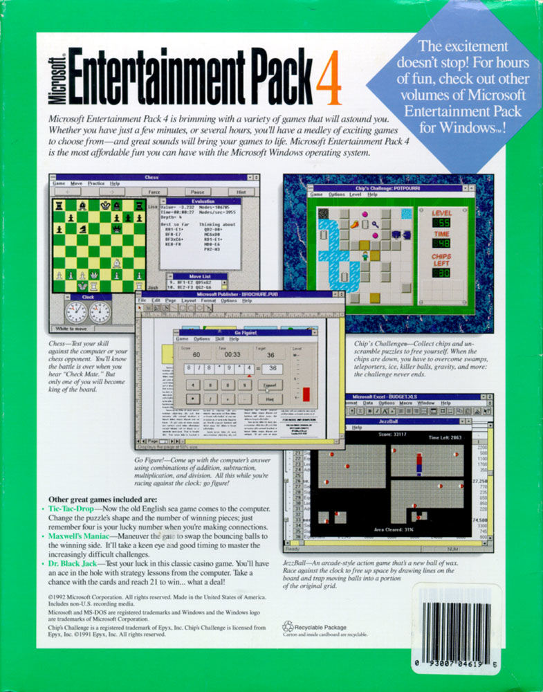 Microsoft Entertainment Pack 4 — box-2D-back (WOR)