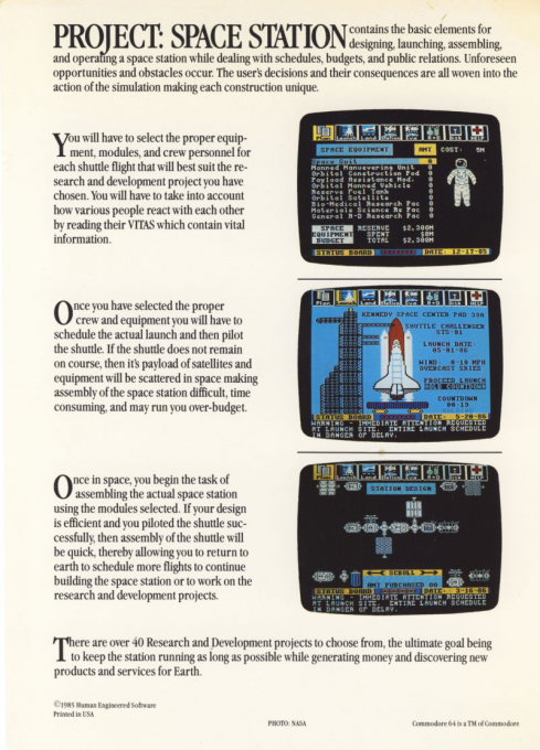 Project Space Station — box-2D-back (US)