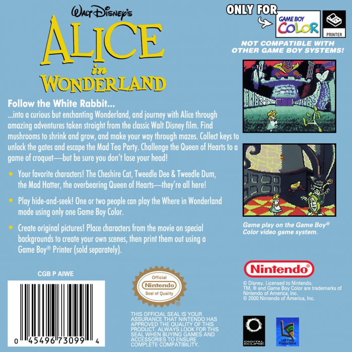 Alice in Wonderland — box-2D-back (US)