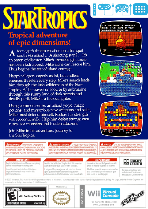 Startropics — box-2D-back (US)