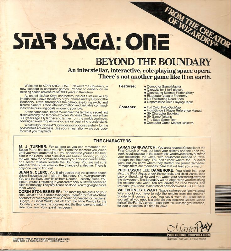 Star Saga One - Beyond The Boundary — box-2D-back (US)