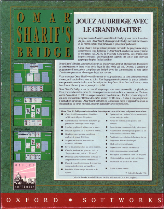 Omar Sharif's Bridge — box-2D-back (FR)