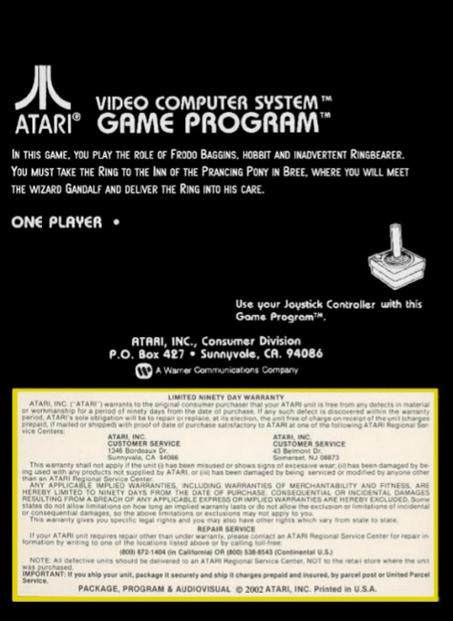 Lord Of The Rings - The Fellowship Of The Ring, The — box-2D-back (US)