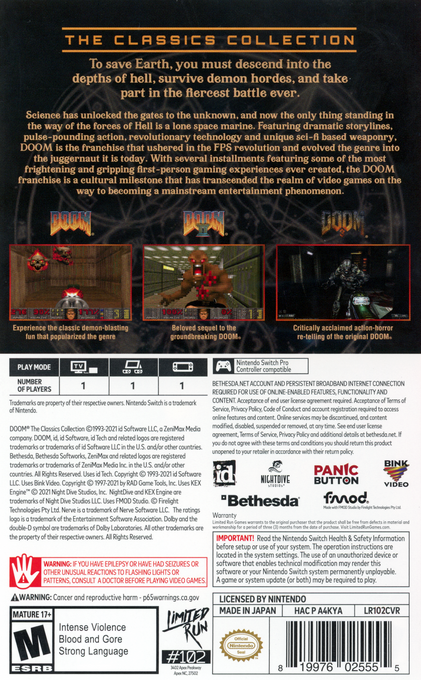 Doom: The Classics Collection — box-2D-back (US)