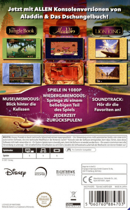 Disney Classic Games Collection - The Jungle Book, Aladdin and The Lion King — box-2D-back (DE)