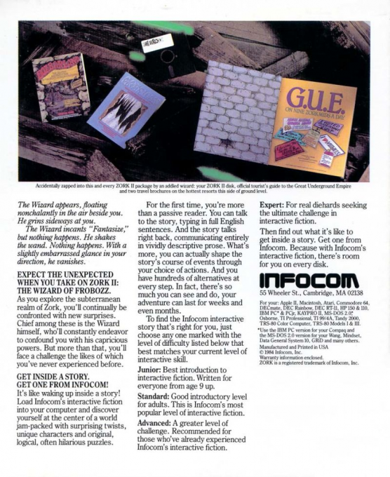 Zork 2 - The Wizard Of Frobozz — box-2D-back (US)