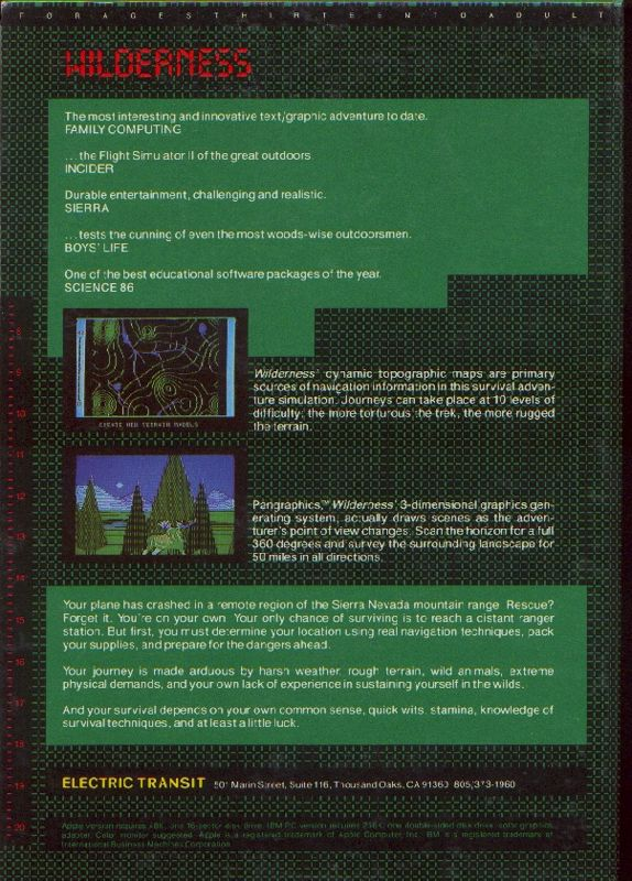 Wilderness - A Survival Adventure — box-2D-back (US)