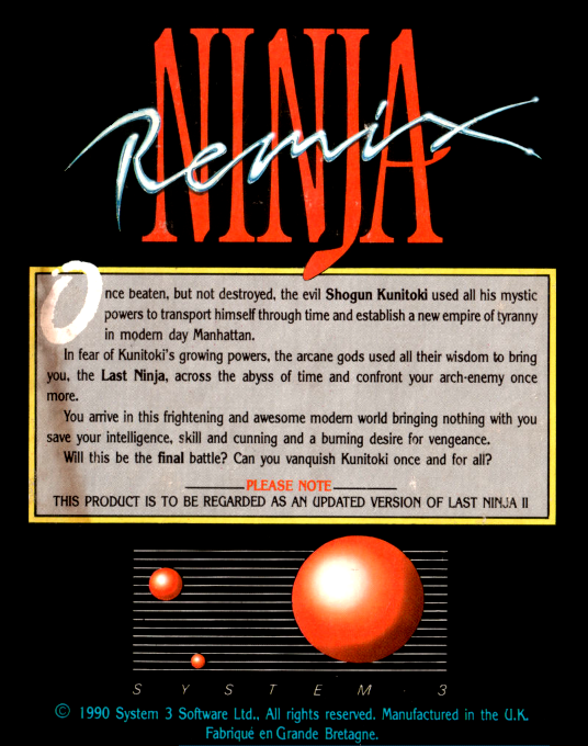Last Ninja Remix — box-2D-back (EU)
