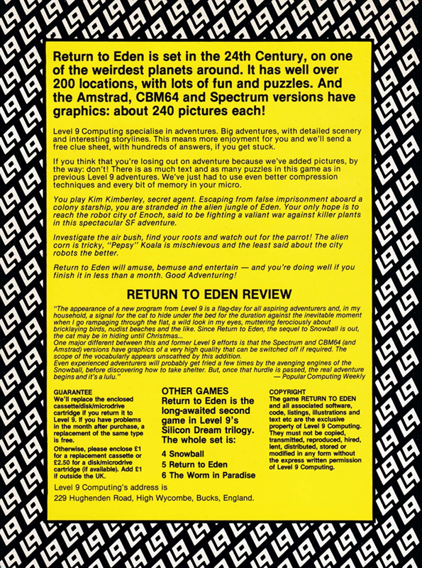 Return To Eden — box-2D-back (EU)