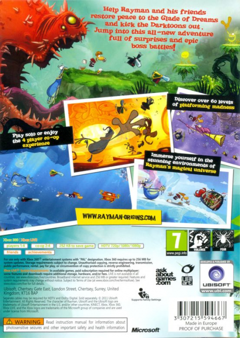 Rayman Origins — box-2D-back (EU)