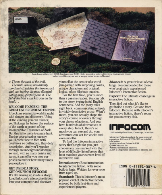 Zork I - The Great Underground Empire — box-2D-back (US)