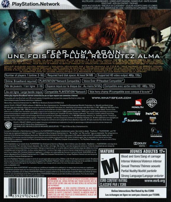 F.E.A.R. 2 - Project Origin — box-2D-back (CA)