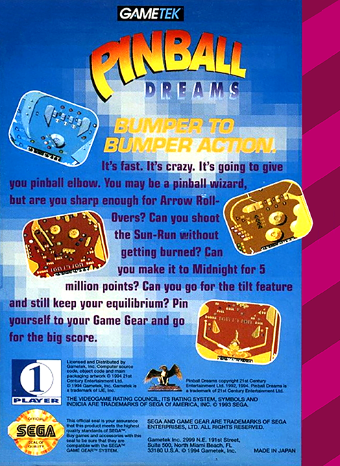 Pinball Dreams — box-2D-back (US)