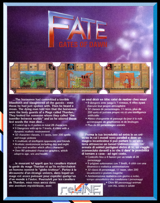 Fate - Gates of Dawn — box-2D-back (EU)