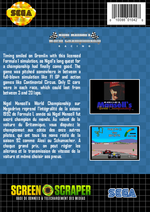 Nigel Mansell's World Championship Racing — box-2D-back (SS)