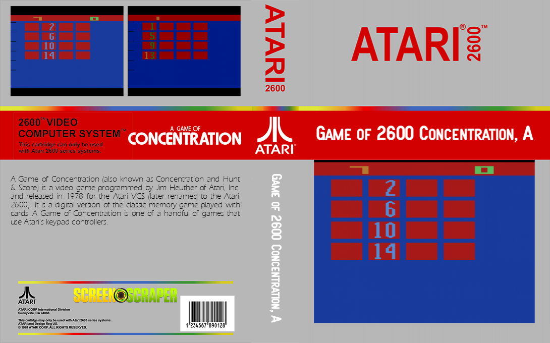 Game of 2600 Concentration, A — box-texture (SS)