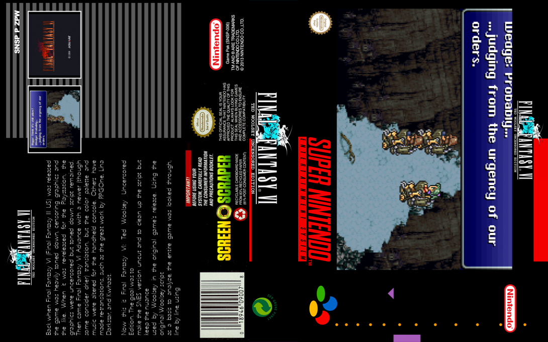 Final Fantasy VI : Ted Woolsey Uncensored Edition — box-texture (SS)