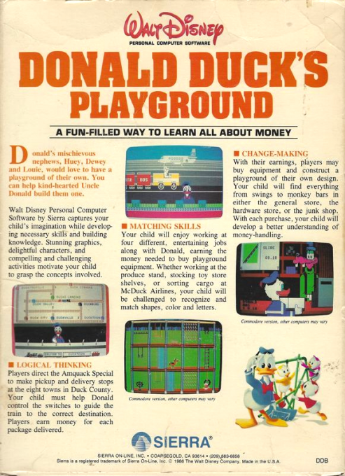 Donald Duck's Playground — box-2D-back (US)
