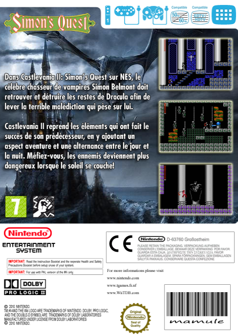 Castlevania 2 - Simon's Quest — box-2D-back (FR)