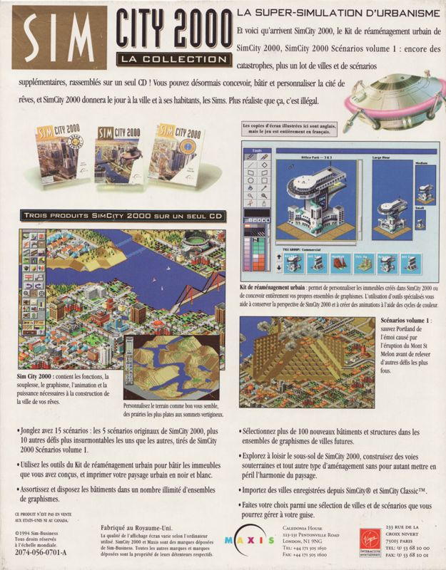 SimCity 2000 — box-2D-back (FR)