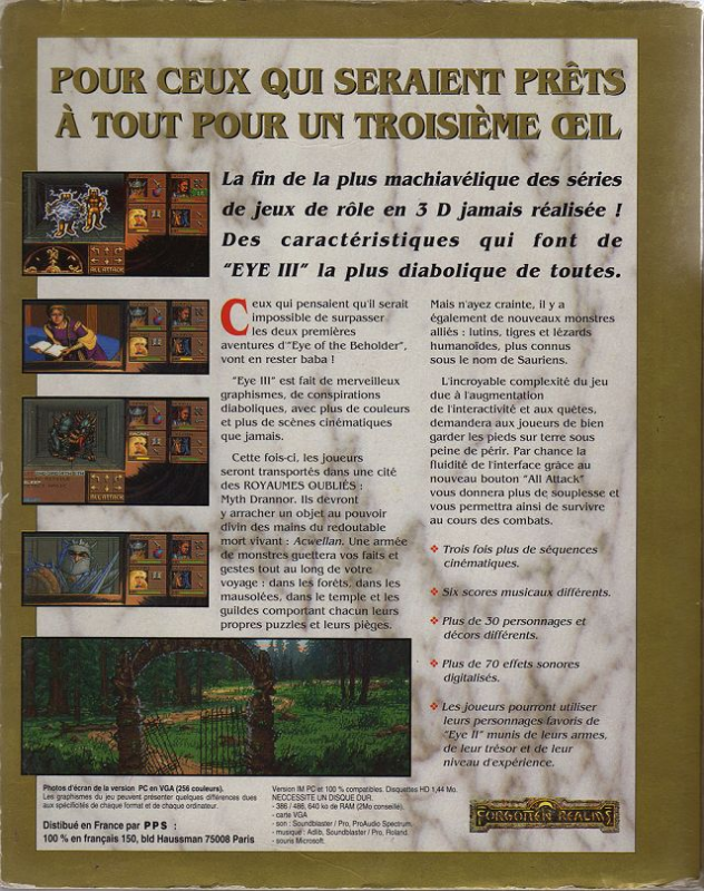 Eye Of The Beholder 3 - Assault On Myth Drannor — box-2D-back (FR)