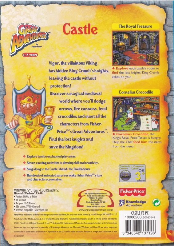 Great Adventures by Fisher-Price: Castle — box-2D-back (WOR)