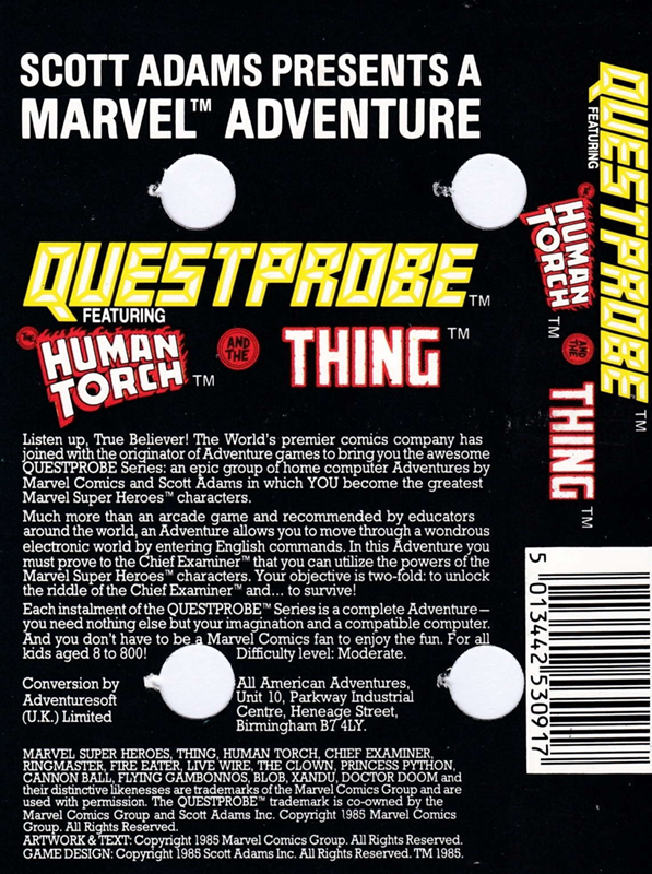 Questprobe Featuring The Human Torch And The Thing — box-2D-back (EU)