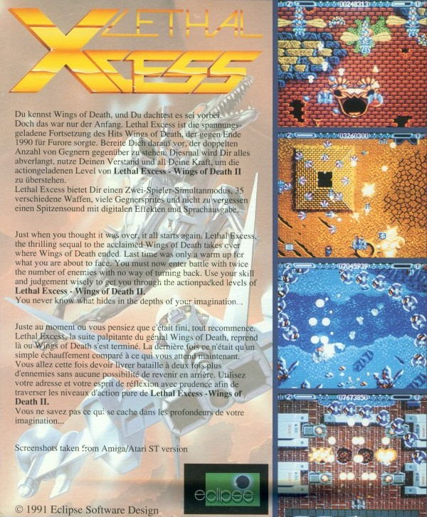 Lethal Xcess - Wings of Death II — box-2D-back (WOR)
