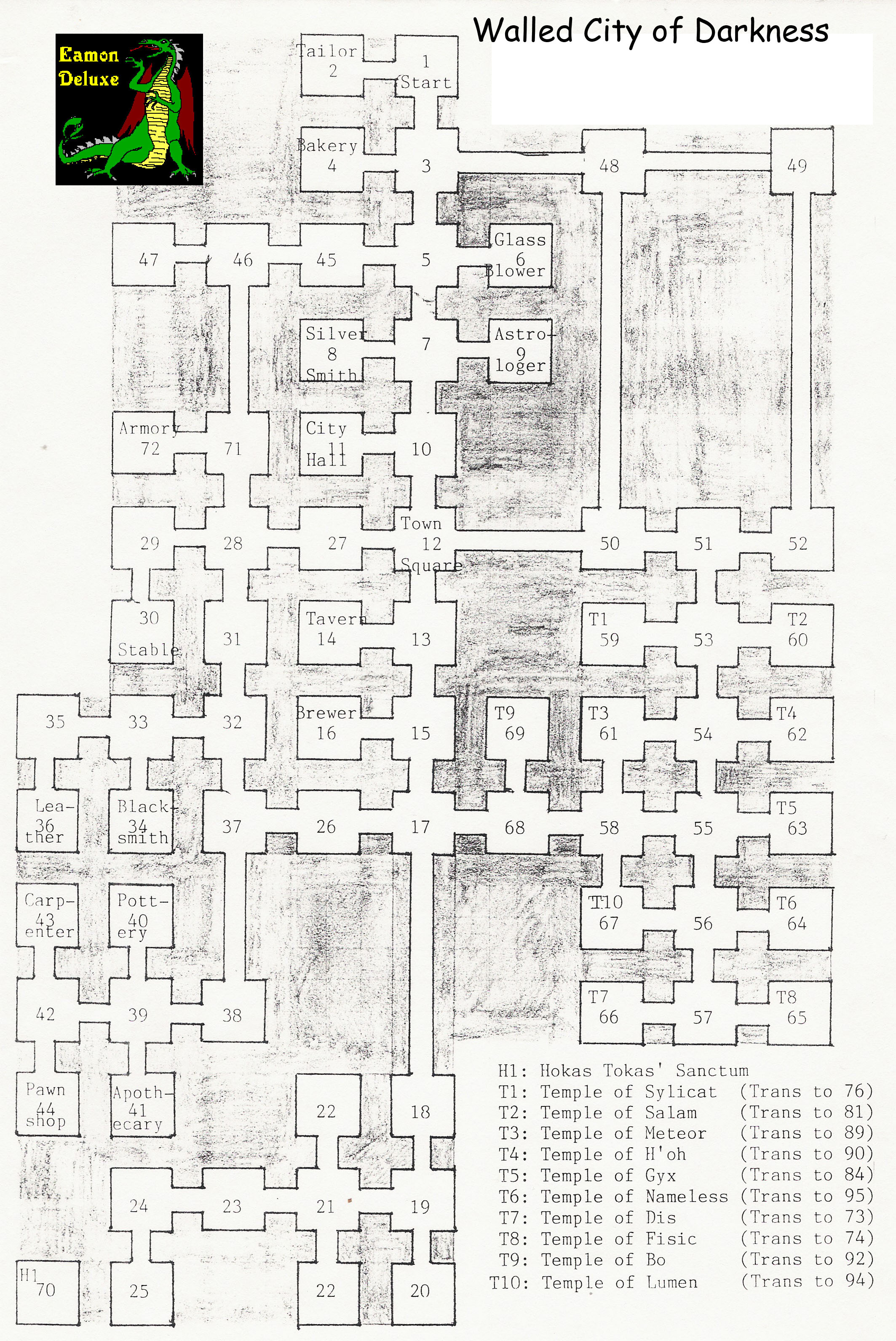 Eamon 150 - Walled City of Darkness — maps