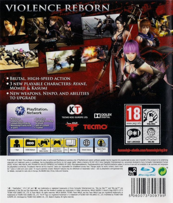 Ninja Gaiden 3 - Razor's Edge — box-2D-back (EU)