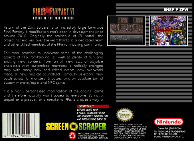 Final Fantasy VI : Return of the Dark Sorcerer — box-2D-back (SS)