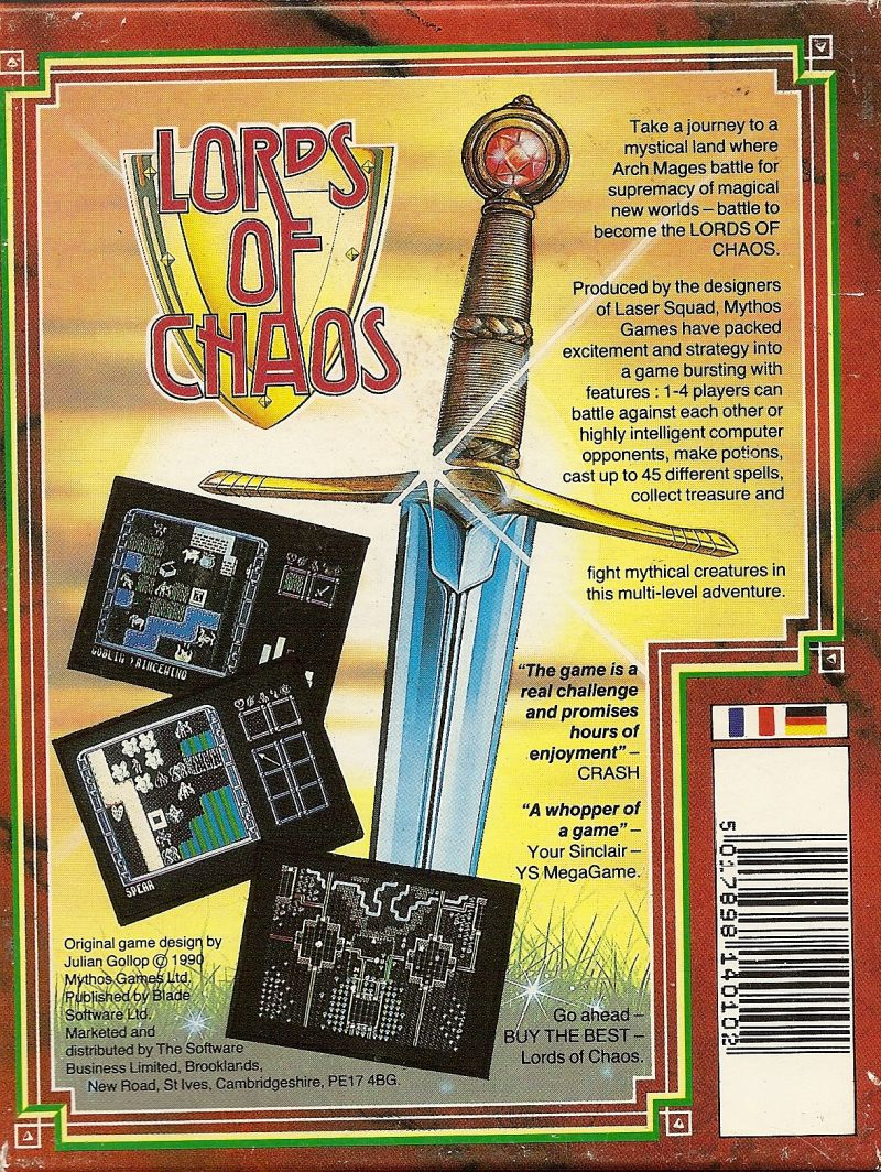 Lords of Chaos - Escape from Zol — box-2D-back (EU)