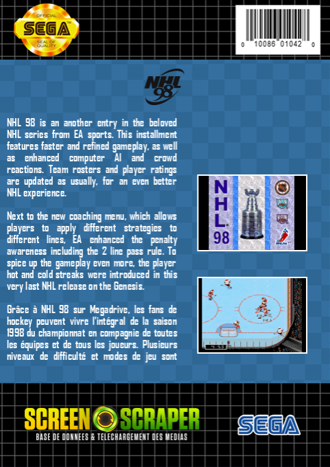 NHL 98 — box-2D-back (SS)