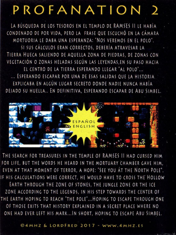 Profanation 2 - Escape From Abu Simbel — box-2D-back (SP)