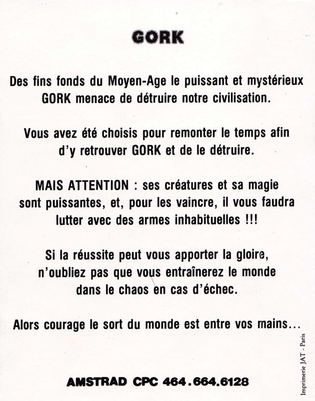 Antre De Gork, L' — box-2D-back (FR)